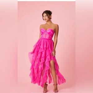 FOREVER 21 HOT PINK CORSET RUFFLE DRESS BARBIE 80s HALLOWEEN COSTUME size small